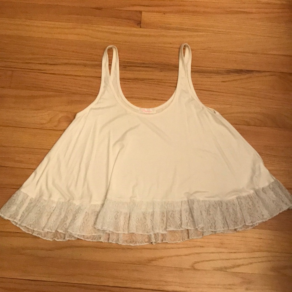 Cute Tank Top With Lace Trim